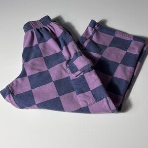 Grayson Threads Purple Gray Check Pants Womens Size M Cargo Lounge